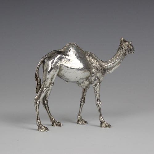 80 - A Patrick Mavros silver camel, modelled as a standing camel calf with realistically chased detail, s... 