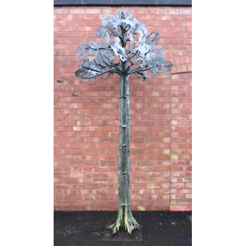 1012 - David Howarth (active 1984–1999), A galvanised metal garden tree sculpture, of naturalistic form, se... 