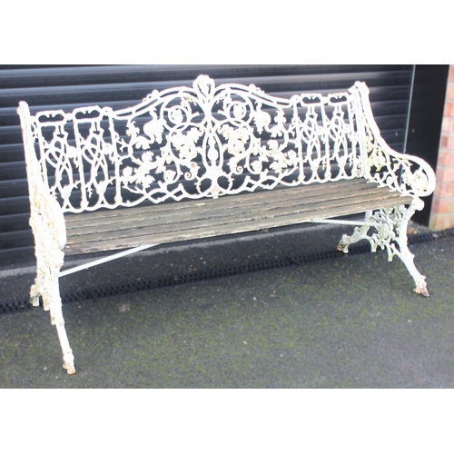 1015 - A Coalbrookdale cast iron garden bench, Rustic pattern No. 78766, modelled as entwined vines, cast w... 