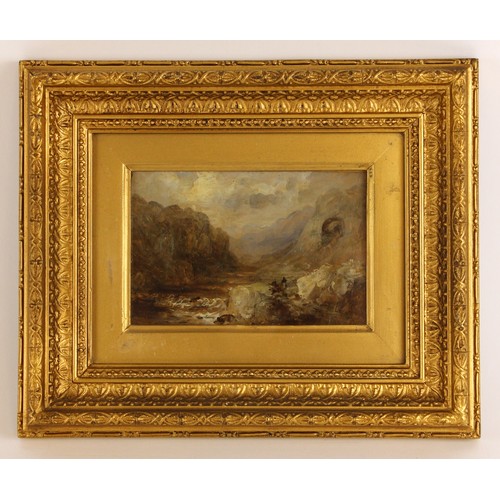 450 - English School (19th century),  
A mountainous scene,  
Oil on panel,  
Unsigned,  
9.5cm x 14cm,  
... 