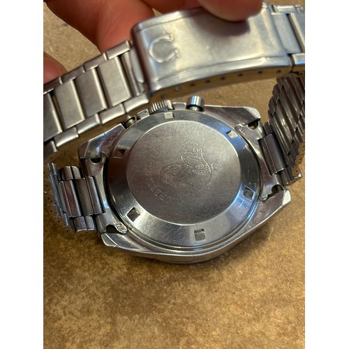 155 - An Omega stainless steel Speedmaster professional wristwatch, the black dial with luminous hands and... 