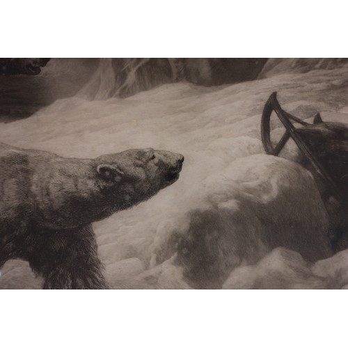 504 - Herbert Thomas Dicksee (British, 1862–1942),  
'In The Silent North', polar bears beside a broken sl... 