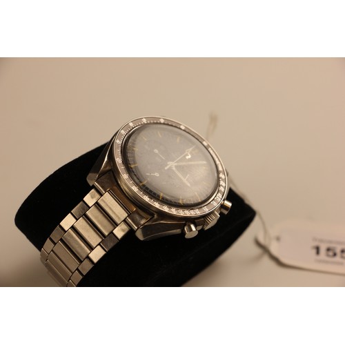 155 - An Omega stainless steel Speedmaster professional wristwatch, the black dial with luminous hands and... 