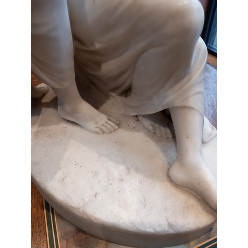 505 - George Frederick Halse (1826-1895),  A large marble figural group, modelled as a reclining maiden ha... 