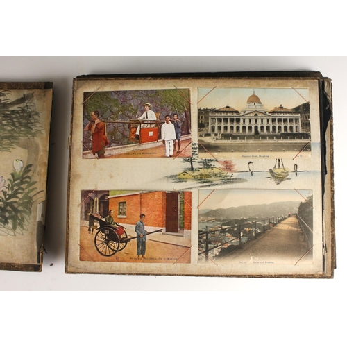 400 - A Chinoiserie lacquered album containing a collection of postcards from the first quarter of the 20t... 