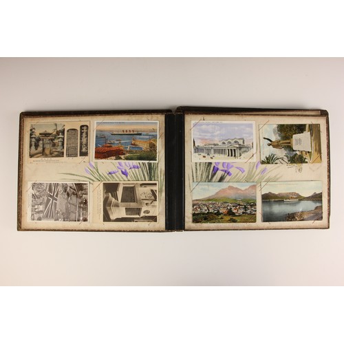 400 - A Chinoiserie lacquered album containing a collection of postcards from the first quarter of the 20t... 