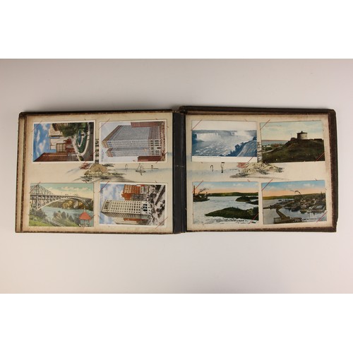 400 - A Chinoiserie lacquered album containing a collection of postcards from the first quarter of the 20t... 