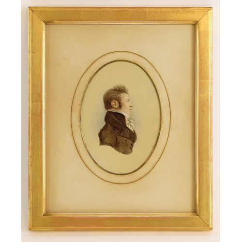 478 - Attributed to Edward Henry Corbould (1815-1905),  
An oval mounted bust length portrait of a gentlem... 