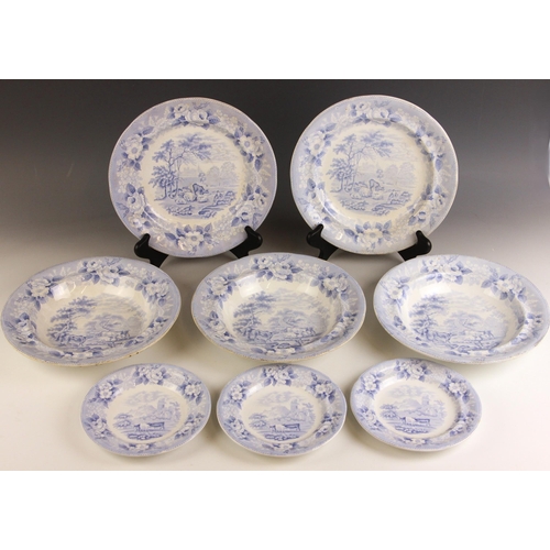 548A - A Davenport blue and white meat plate in the 'Bisham Abbey' pattern, early 19th century circa 1825, ... 