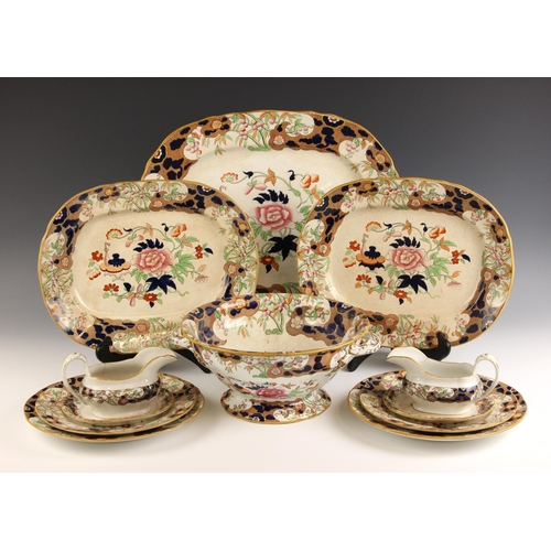 572 - A Mintons part dinner service in the 'D’Orsay Japan' pattern, mid 19th century, comprising: three gr... 