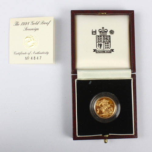 152 - Elizabeth II (1952-2022) Full sovereign, proof, dated 1998, encapsulated and cased, with certificate... 