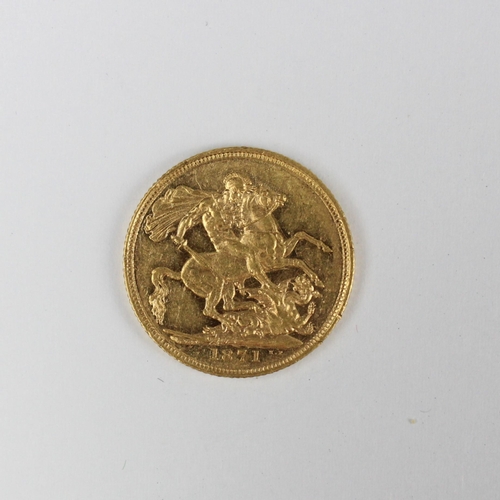 176 - Victoria (1837-1901) Full sovereign, dated 1871, 8gms