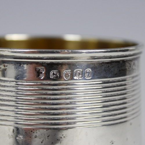 100 - An unusual  George III silver mug, Rebecca Emes & Edward Barnard I, London 1811, of tapered cylindri... 