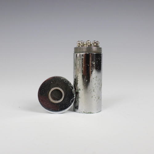 125 - A 20th century novelty silver plated butt marker, modelled as a cartridge case with screw top reveal... 