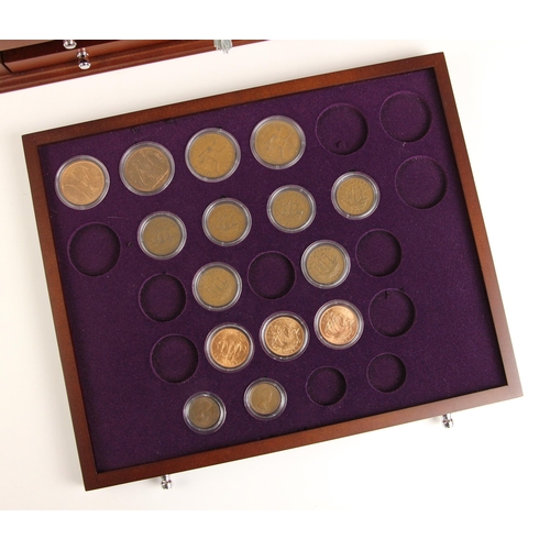 139 - Danbury Mint, The Queen Elizabeth II pre-decimal coin collection, the four drawer display cabinet en... 