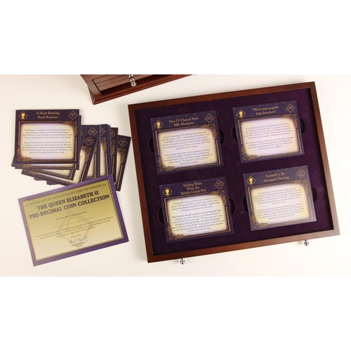 139 - Danbury Mint, The Queen Elizabeth II pre-decimal coin collection, the four drawer display cabinet en... 