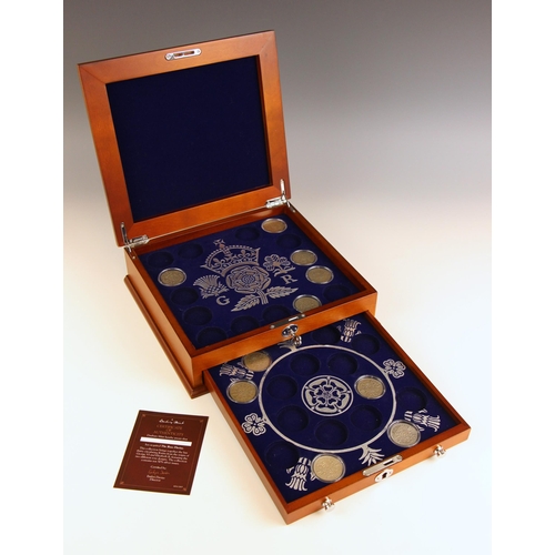 140 - Danbury Mint, The Rose Florins, a fitted display case containing ten circulated florins from the rei... 