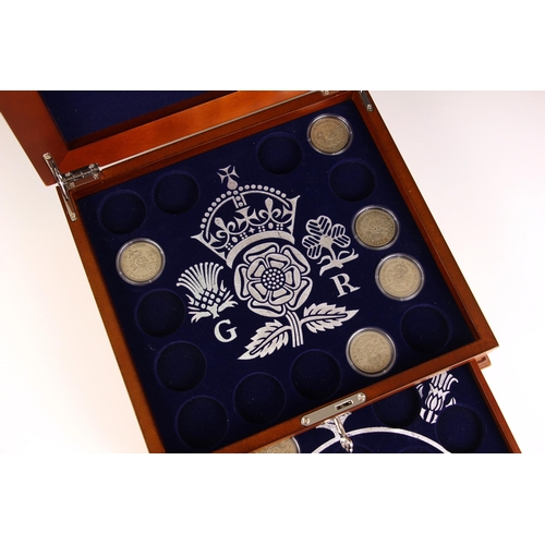 140 - Danbury Mint, The Rose Florins, a fitted display case containing ten circulated florins from the rei... 