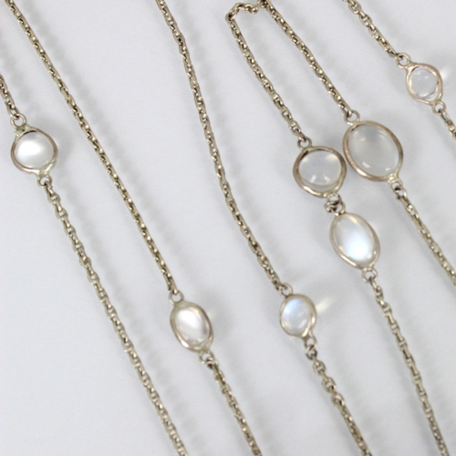 An early 20th century style moonstone necklace, the twenty-four ...