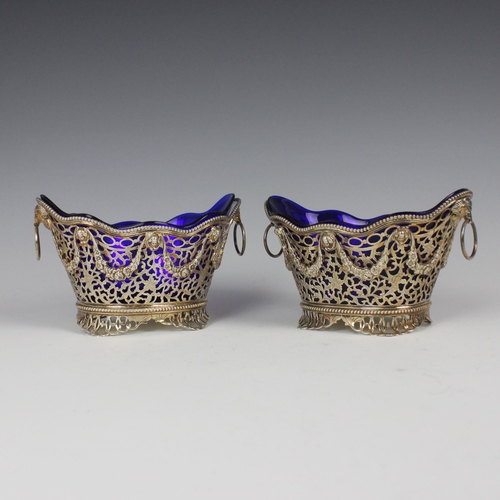 83 - A pair of George V silver continental bonbon dishes, imported by Boaz Moses Landeck, Chester 1913, t... 