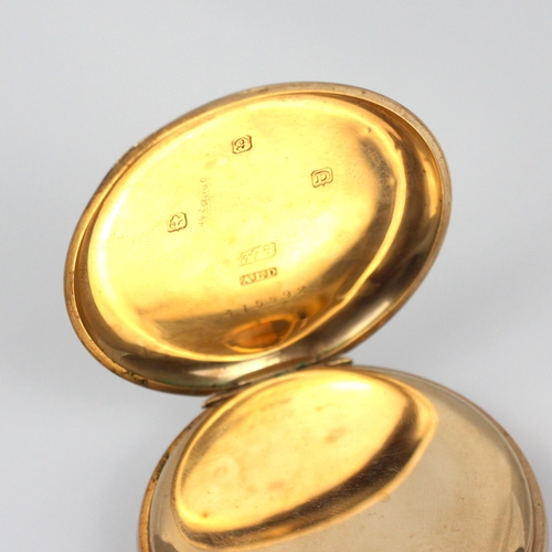 99 - An early 20th century 9ct full hunter pocket watch, the circular white enamel dial with Roman numera... 