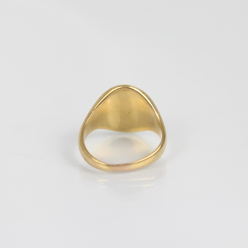 105 - An early 20th century yellow metal signet ring, the oval head with intaglio seal depicting centaur a... 