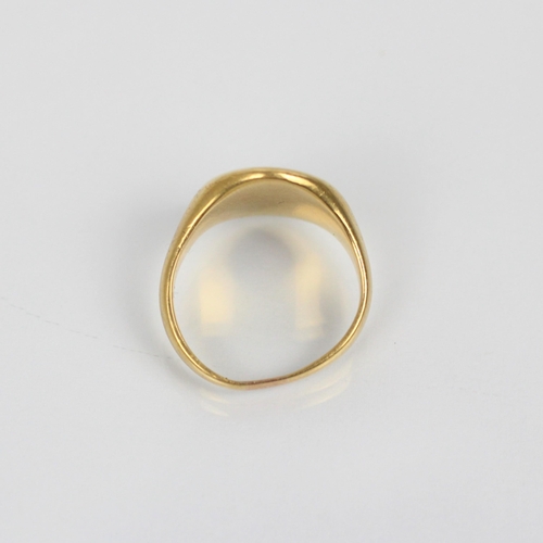 105 - An early 20th century yellow metal signet ring, the oval head with intaglio seal depicting centaur a... 
