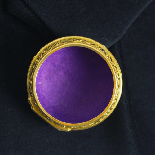 91 - A George II Andrew Dunlop verge yellow metal pocket watch, the circular white dial with Roman numera... 