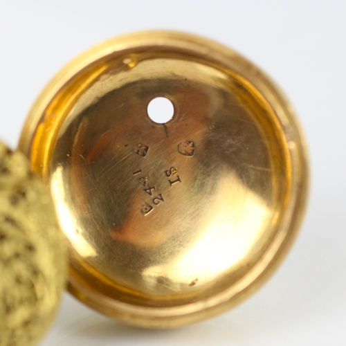 91 - A George II Andrew Dunlop verge yellow metal pocket watch, the circular white dial with Roman numera... 