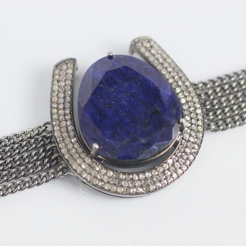 269 - A late 19th century diamond horseshoe bracelet, later converted, the triple row of mixed cut diamond... 