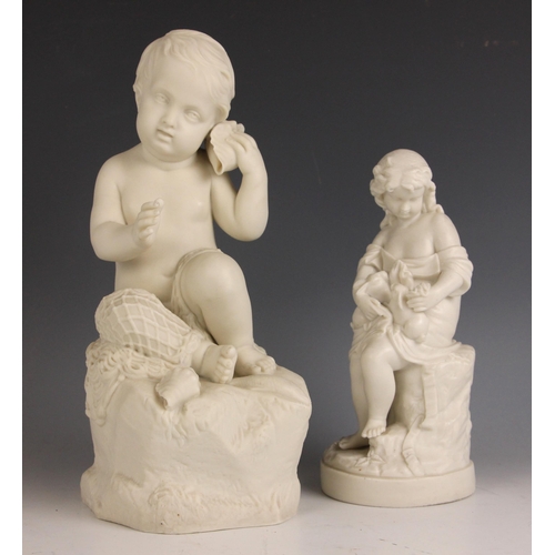 282 - A Victorian Parian ware figure in the manner of Copeland, late 19th century, modelled as a young chi... 