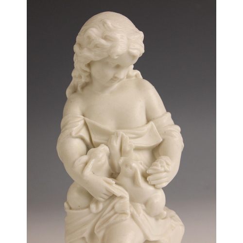 282 - A Victorian Parian ware figure in the manner of Copeland, late 19th century, modelled as a young chi... 