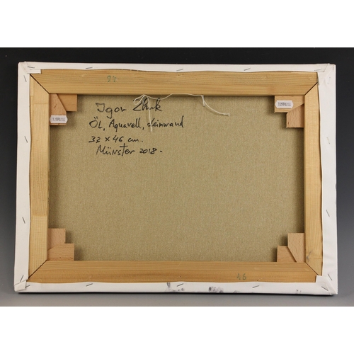 294 - Igor Zhuk (Ukrainian, contemporary),  
A ballerina stretching,  
Oil on canvas,  
Signed lower right... 