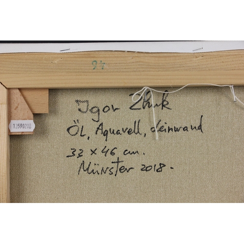 294 - Igor Zhuk (Ukrainian, contemporary),  
A ballerina stretching,  
Oil on canvas,  
Signed lower right... 