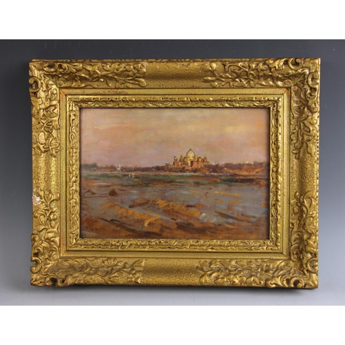 286 - William Benjamin Chamberlin (1858-1937),  
'The Taj Mahal, Agra',  
Oil on panel,  
Initialled ‘W.B.... 