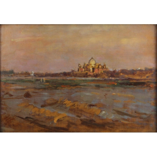 286 - William Benjamin Chamberlin (1858-1937),  
'The Taj Mahal, Agra',  
Oil on panel,  
Initialled ‘W.B.... 