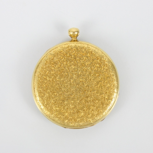 168 - A 19th century continental yellow metal ladies pocket watch, the gold coloured dial with Roman numer... 