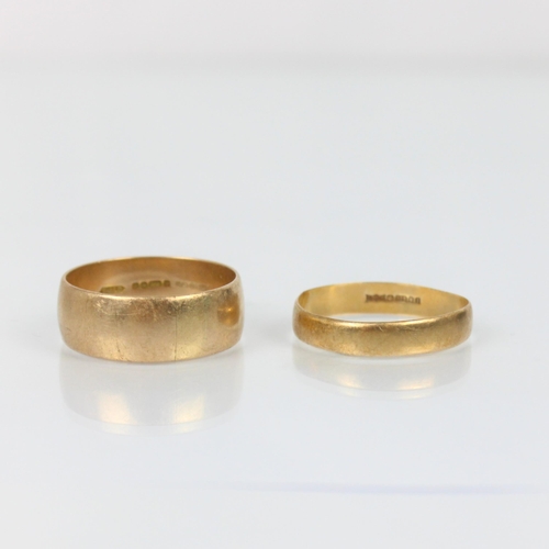 247 - A late 20th century 9ct gold wedding band, stamped to interior 'EJLd' Sheffield 1981, ring size W, w... 