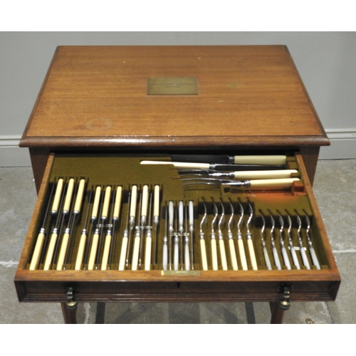 128 - An early 20th century Mappin and Webb silver plated canteen of flatware, comprising Grecian style ta... 