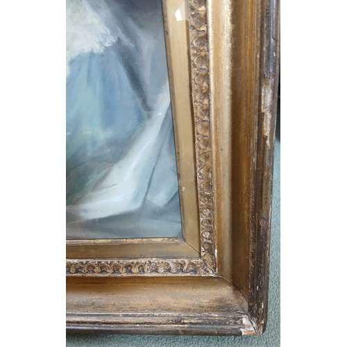 287 - English school (early 19th century),  
A bust length portrait of a young lady in blue and white silk... 