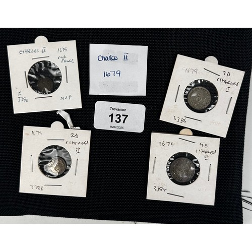 137 - Charles II (1660-1685), 1679 Maundy 1d, 2d, 3d, and 4d