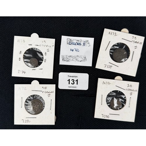 131 - Charles II (1660-1685), 1672 Maundy 1d, 2d, 3d, and 4d
