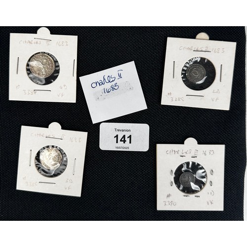 141 - Charles II (1660-1685), 1683 Maundy 1d, 2d, 3d, and 4d