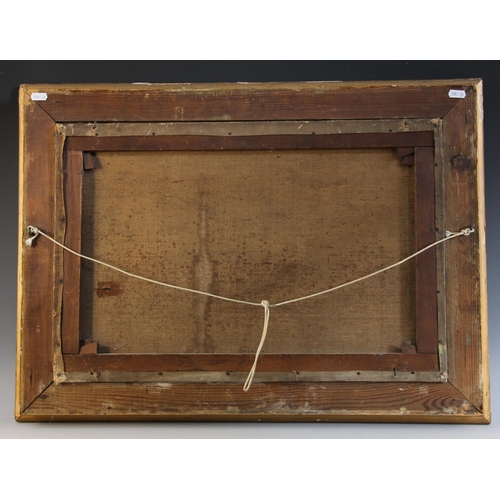 329 - English School (19th century), 
A river landscape with jetty and cottage beyond,  
Oil on canvas,  
... 