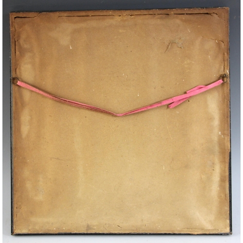 434 - Koson Ohara (1877-1945), 
Woodblock print,
Cockerel and hen, 
Signed, 
24cm x 23cm, 
Framed and glaz... 