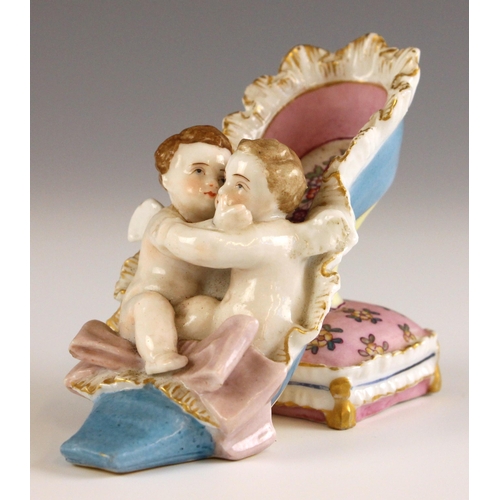 420 - A pair of continental porcelain figures, mid 19th century, Edme Samson imitating Chelsea, one modell... 