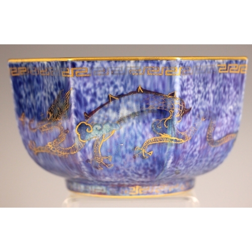 396 - A Wedgwood Dragon lustre octagonal bowl designed by Daisy Makeig-Jones, early 20th century, the exte... 