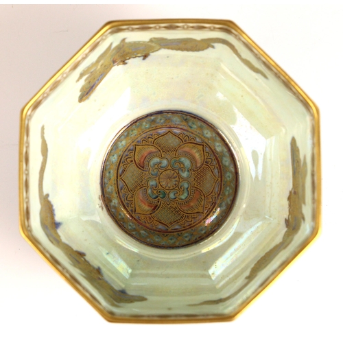 396 - A Wedgwood Dragon lustre octagonal bowl designed by Daisy Makeig-Jones, early 20th century, the exte... 