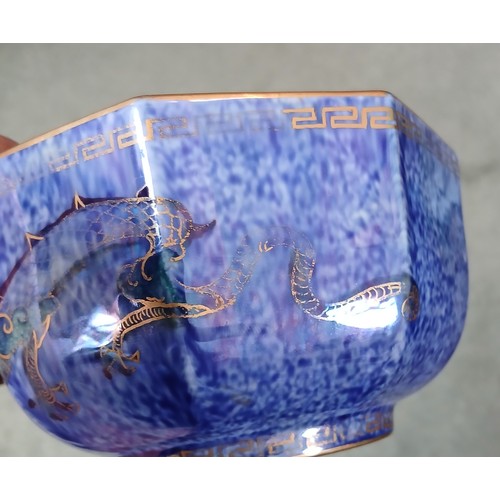 396 - A Wedgwood Dragon lustre octagonal bowl designed by Daisy Makeig-Jones, early 20th century, the exte... 