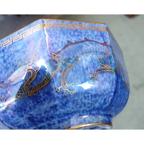 396 - A Wedgwood Dragon lustre octagonal bowl designed by Daisy Makeig-Jones, early 20th century, the exte... 